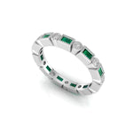 Baguette & Round CZ Stone Dot Dash Eternity Band