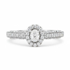 Oval CZ Stone Disney Ariel Vintage Halo Ring For Women