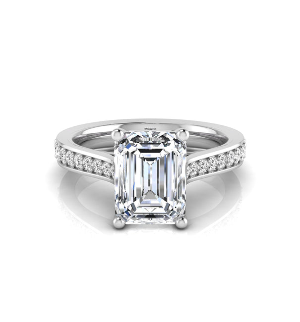 Emerald Cut Moissanite Solitaire With Accent Ring