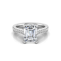 Emerald Cut Moissanite Solitaire With Accent Ring