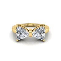 Trillion Moissanite Two Stone Bow Ring For Valentine