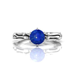 Blue Round CZ Stone Twig Branch Solitaire Ring