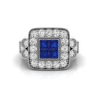 Princess CZ Stone Quad Frame Engagement Ring