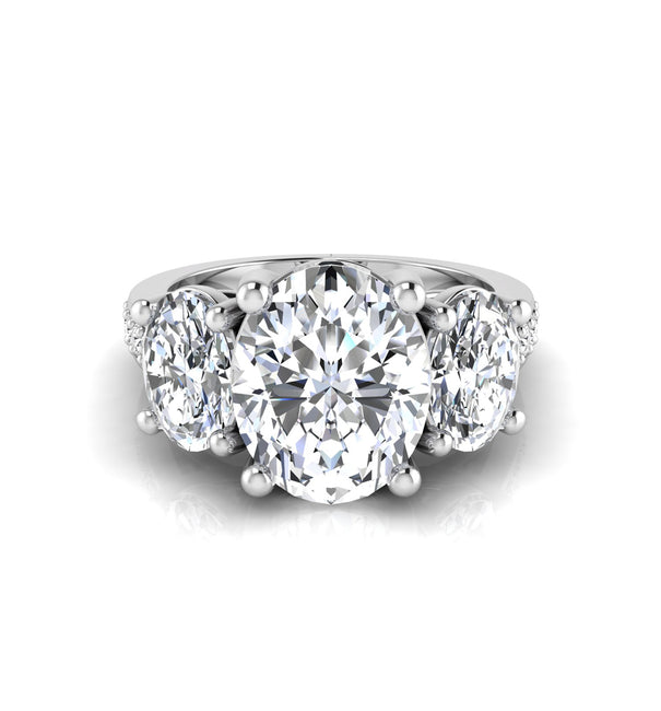 Oval Cut Moissanite Three Stone With Accent Ring