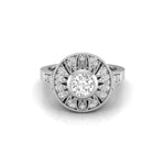 Milgrain Bezel Set Round Moissanite Art Deco Ring