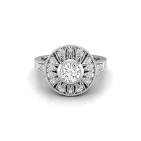 Milgrain Bezel Set Round Moissanite Art Deco Ring