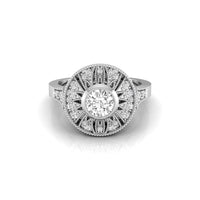 Milgrain Bezel Set Round Moissanite Art Deco Ring