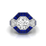 Round CZ Stone Octagon Shape Victorian Ring