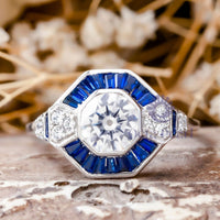 Round CZ Stone Octagon Shape Victorian Ring