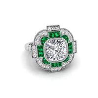 Cushion Cut Stone Milgrain Bezel Set Art Deco Ring