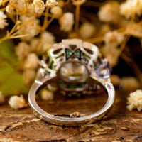 Cushion Cut Stone Milgrain Bezel Set Art Deco Ring