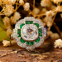 Cushion Cut Stone Milgrain Bezel Set Art Deco Ring