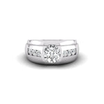 Round Cut Moissanite Tension Set & Channel Setting Men's Engagement Ring