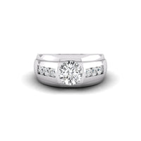 Round Cut Moissanite Tension Set & Channel Setting Men's Engagement Ring