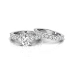 Round Cut Moissanite Bridal Ring Set For Wedding