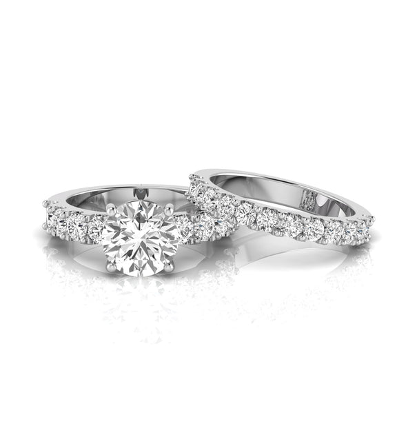 Round Cut Moissanite Bridal Ring Set For Wedding