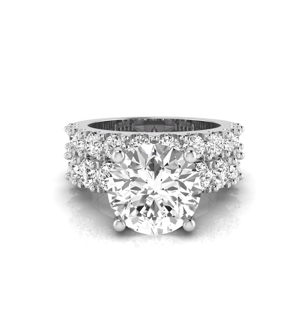 Round Moissanite Double Band Engagement Ring