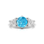 Aqua Round CZ Seven Stone Engagement Ring