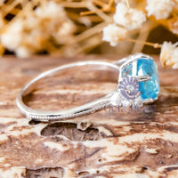 Aqua Round CZ Seven Stone Engagement Ring