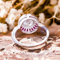 Old European Cut Stone Bezel Set Halo Target Ring