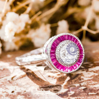 Old European Cut Stone Bezel Set Halo Target Ring