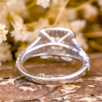 Double Halo Split Shank Cushion Moissanite Ring