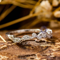 Round Moissanite Milgrain Half Eternity Dainty Band