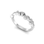 Round Moissanite Milgrain Half Eternity Dainty Band