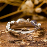 Round Moissanite Milgrain Half Eternity Dainty Band