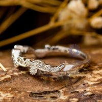 Round Moissanite Milgrain Half Eternity Dainty Band