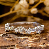 Round Moissanite Milgrain Half Eternity Dainty Band