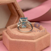 Aqua Radiant Cut CZ Stone Past Present Future Ring