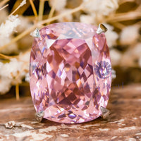 Pink Cushion Cut CZ Stone Hidden Halo Cocktail Ring