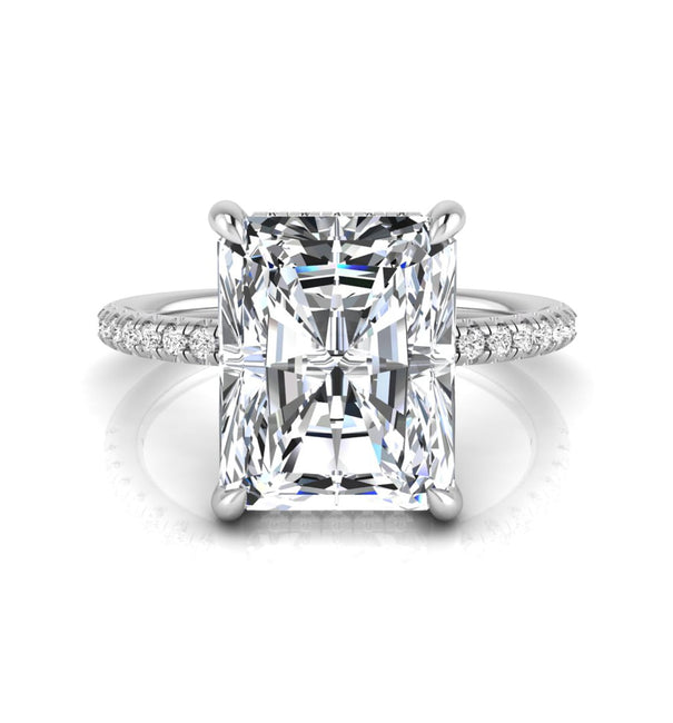 Radiant Moissanite Hidden Halo Engagement Ring