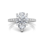 Pear Cut Moissanite Hidden Halo Ring For Womens