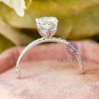 Pear Cut Moissanite Hidden Halo Ring For Womens