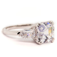 Asscher & Fancy Cut CZ Three Stone Ring For Gift