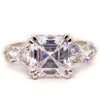 Asscher & Fancy Cut CZ Three Stone Ring For Gift