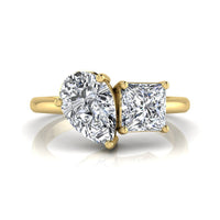 Toi Et Moi Ring With Princess And Pear Moissanite Engagement Ring