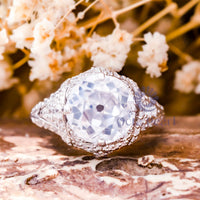 Old European Cut Moissanite Art deco Edwardian Ring