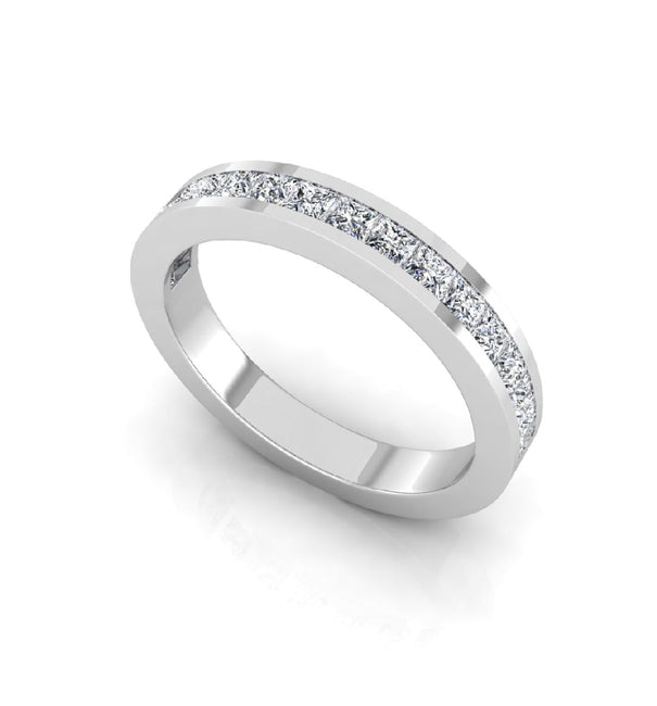 Channel Setting Princess CZ Stone Half Eternity Band