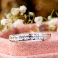 Channel Setting Princess CZ Stone Half Eternity Band