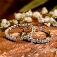 Round & Baguette Stone Milgrain Eternity Stackable Band