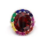 Multi Color Oval Cut CZ Stone Cocktail Party Wear Occasion Wear Women's Ring