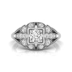 Old European Cut Moissanite Three Shank Edwardian Ring