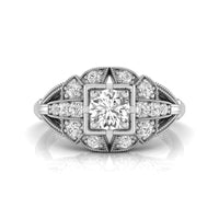 Old European Cut Moissanite Three Shank Edwardian Ring | 925 Sterling Silver | US 6.25