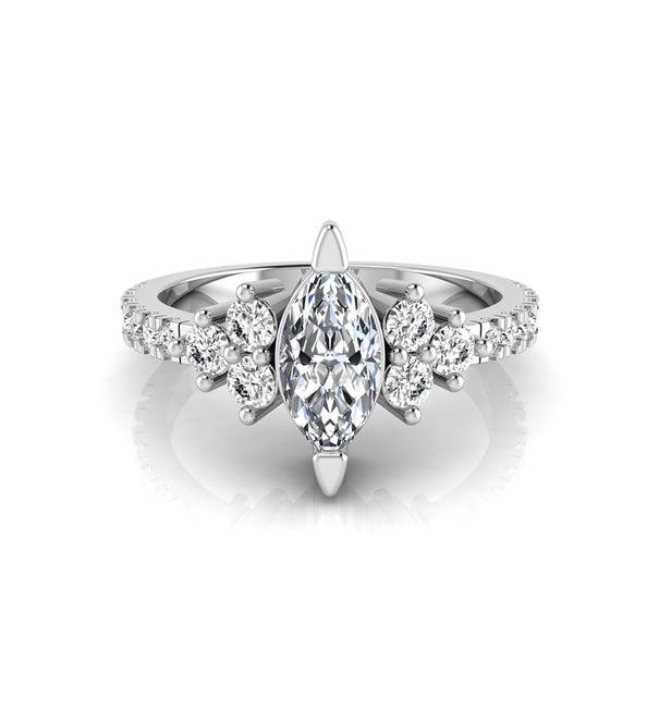 Marquise Cut CZ Seven Stone With Accent Ring