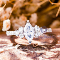 Marquise Cut CZ Seven Stone With Accent Ring