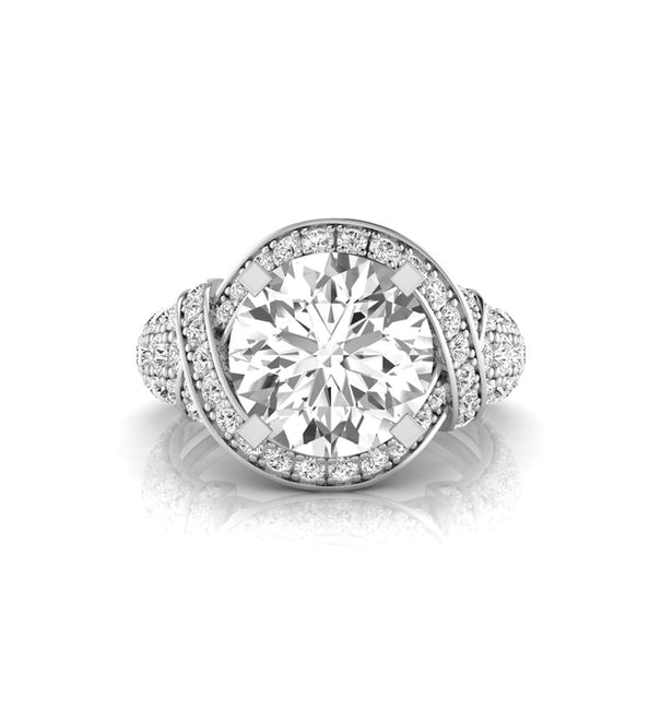 Round Moissanite Infinity Halo Engagement Ring