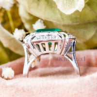 Asscher Cut CZ Stone Bezel Set Halo Cocktail Ring